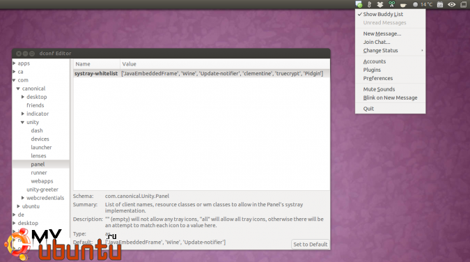 Как вернуть белый список системного трея в Ubuntu 13.04
