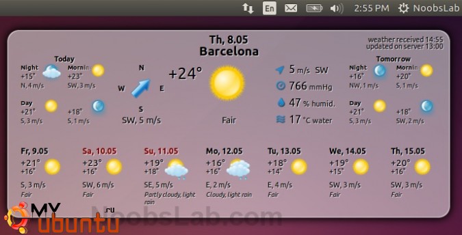 Виджет Gis-Weather для Ubuntu