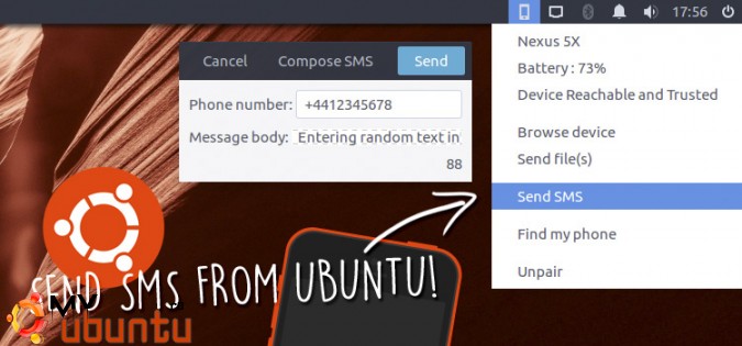 KDE Connect Indicator теперь позволяет отправлять SMS с рабочего стола Ubuntu