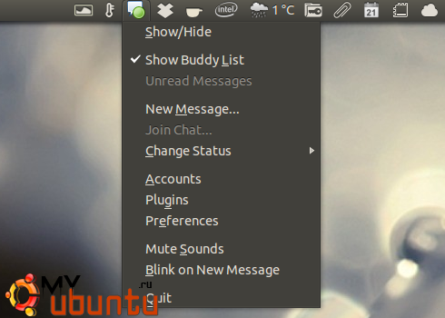 Индикатор Pidgin для Ubuntu