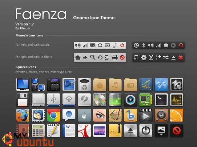Как установить иконки Faenza 1.2 в Ubuntu