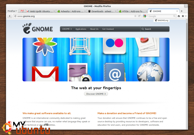 Загрузите Gnome3-тему Adwaita для Firefox