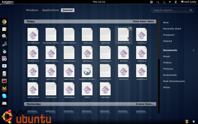 Три полезных расширения Gnome Shell, использующие Zeitgeist