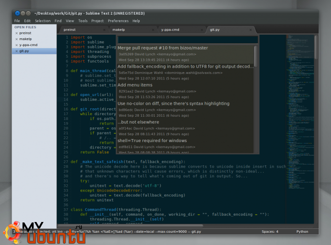Плагин GIT для текстового редактора Sublime Text 2