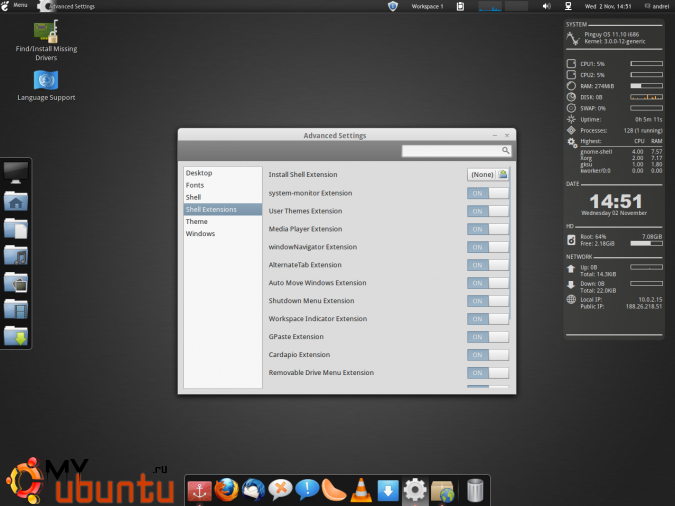 Pinguy OS 11.10 GNOME Shell Pre-alpha доступна для загрузки